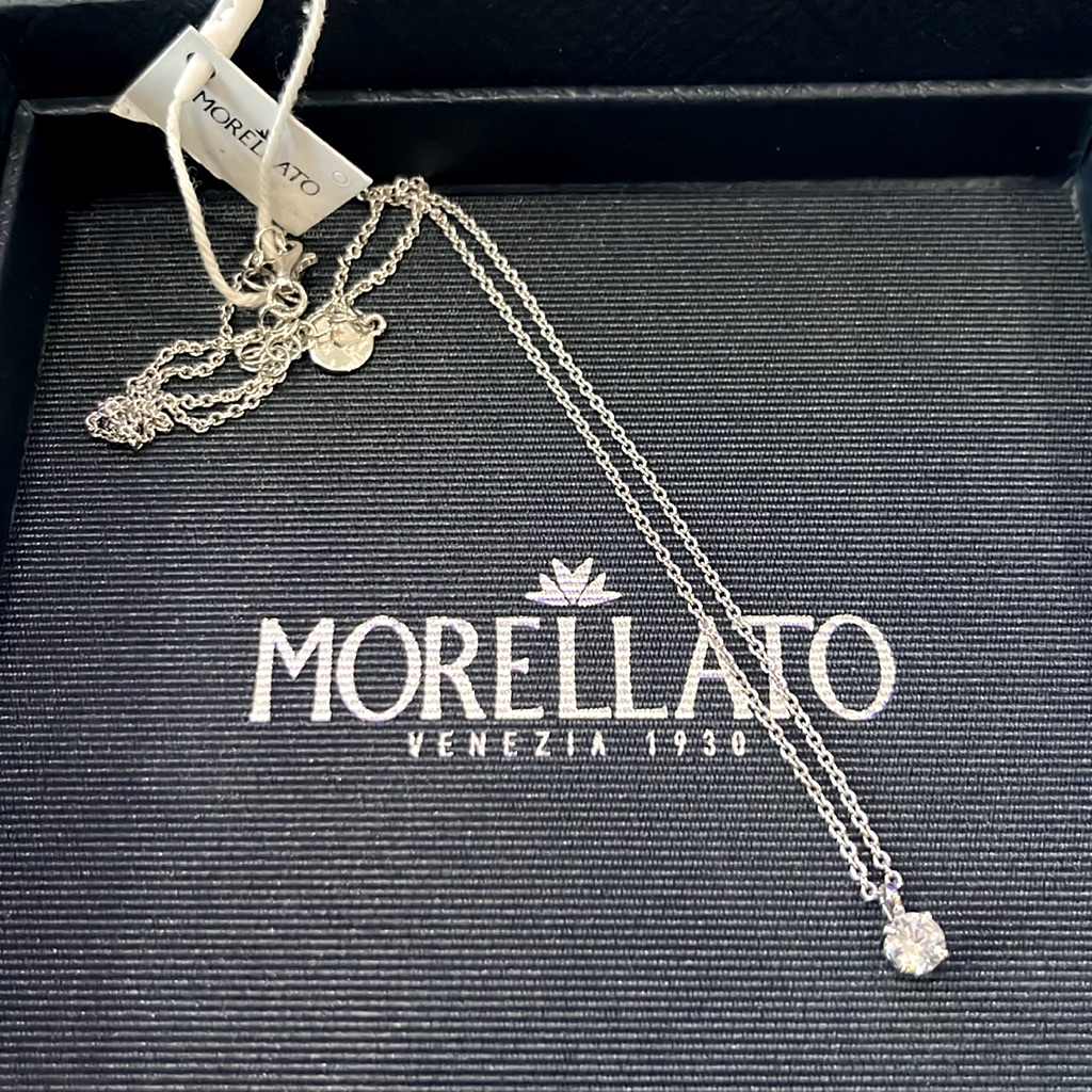 Morellato Stamped 925 Sterling Silver/Cubic Zirconia Round Necklace Brand New